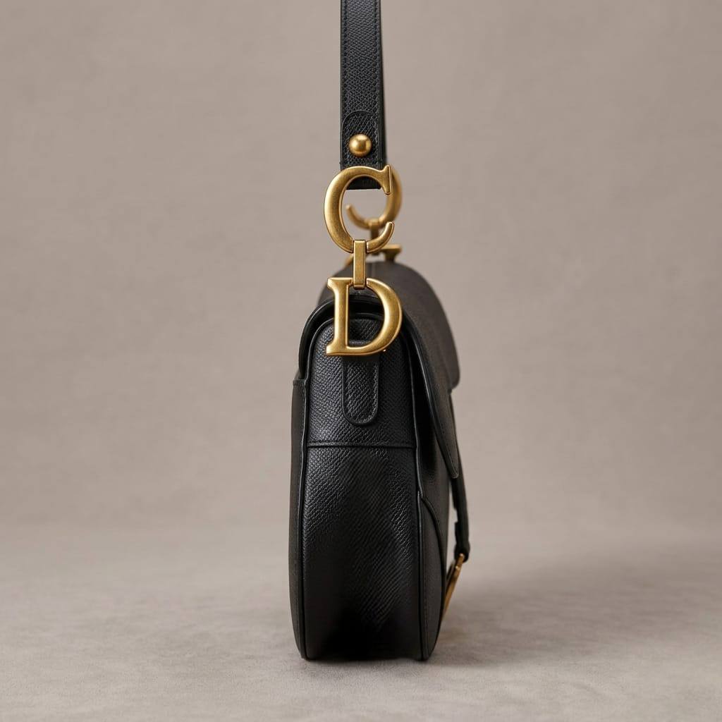 Christian Dior Saddle Crossbody Bag | Plain Leather | 24cm | With Box
