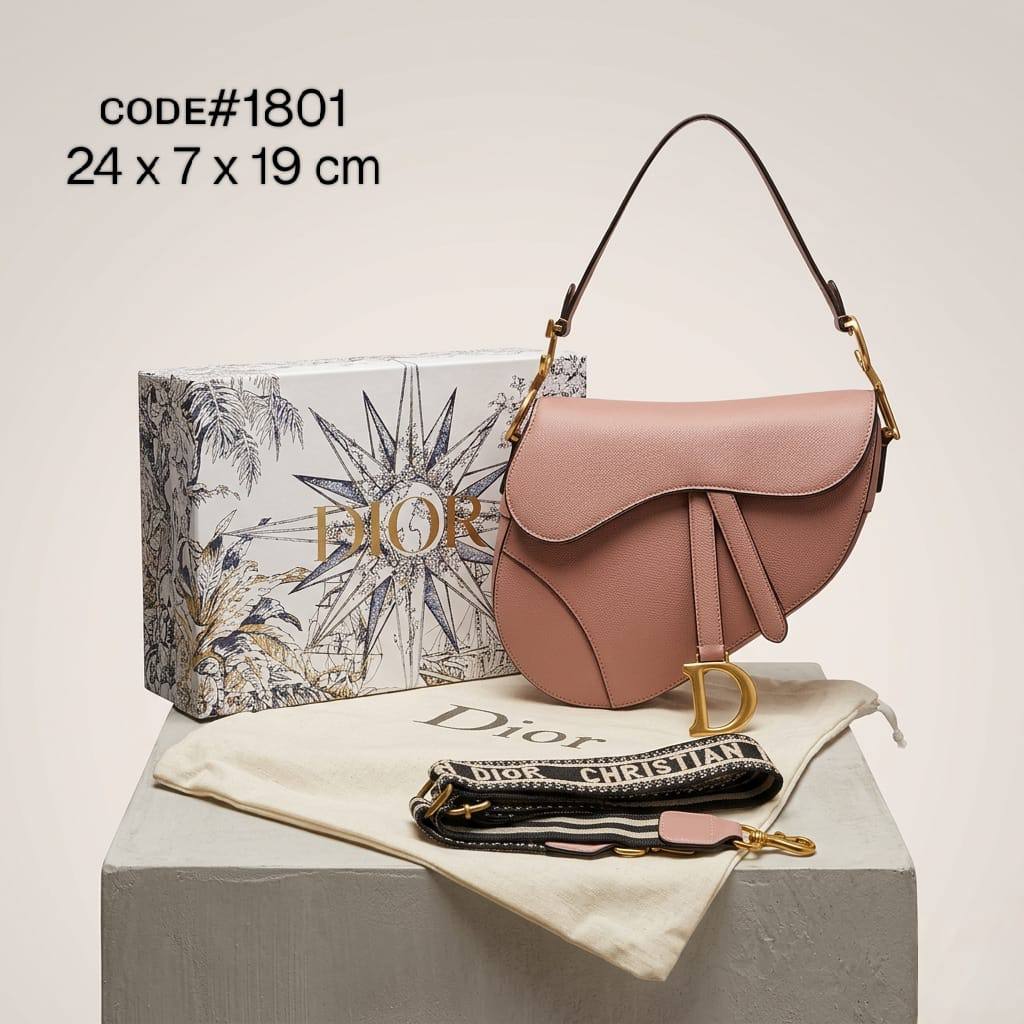 Christian Dior Saddle Crossbody Bag | Plain Leather | 24cm | With Box