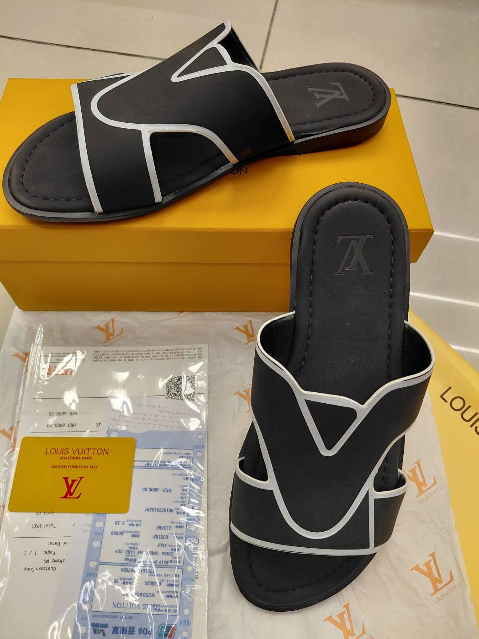 Louis Vuitton-Inspired Men's Slippers | Luxury Style | Sizes 40–45