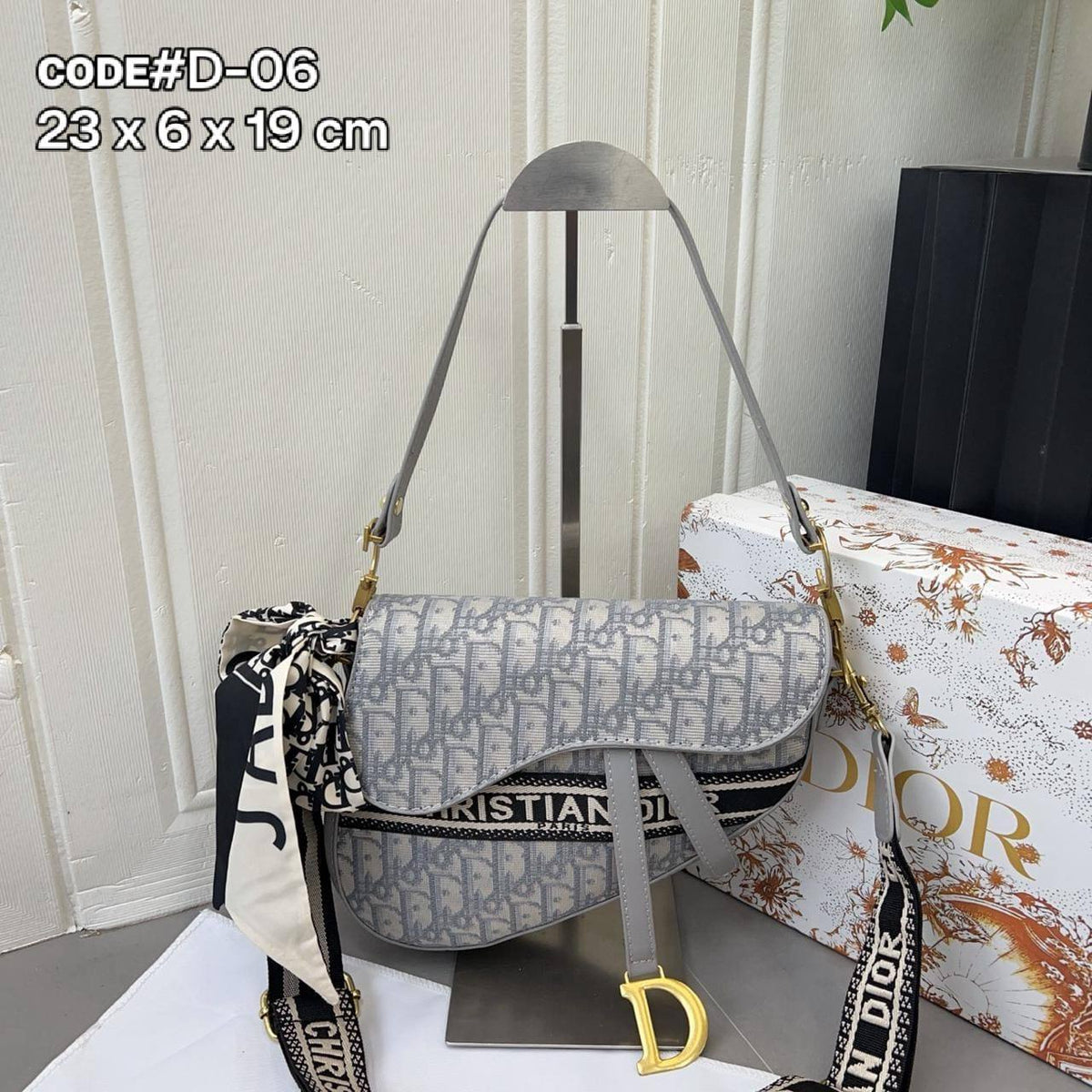 Christian Dior Saddle Crossbody Bag | Oblique & Leather Trim | 24cm | With Box