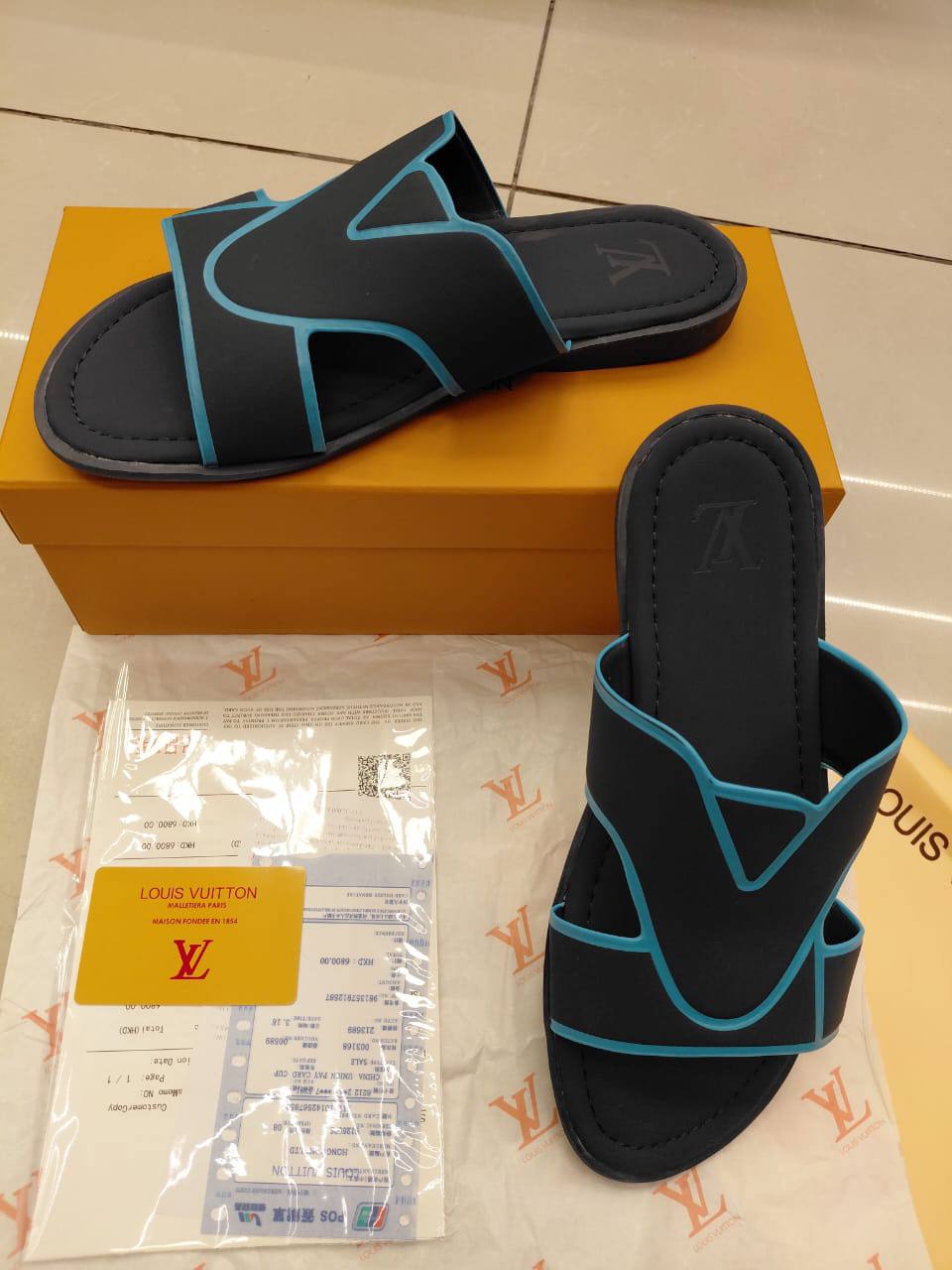 Louis Vuitton-Inspired Men's Slippers | Luxury Style | Sizes 40–45