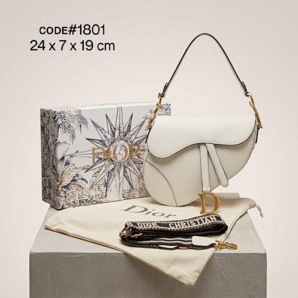 Christian Dior Saddle Crossbody Bag | Plain Leather | 24cm | With Box