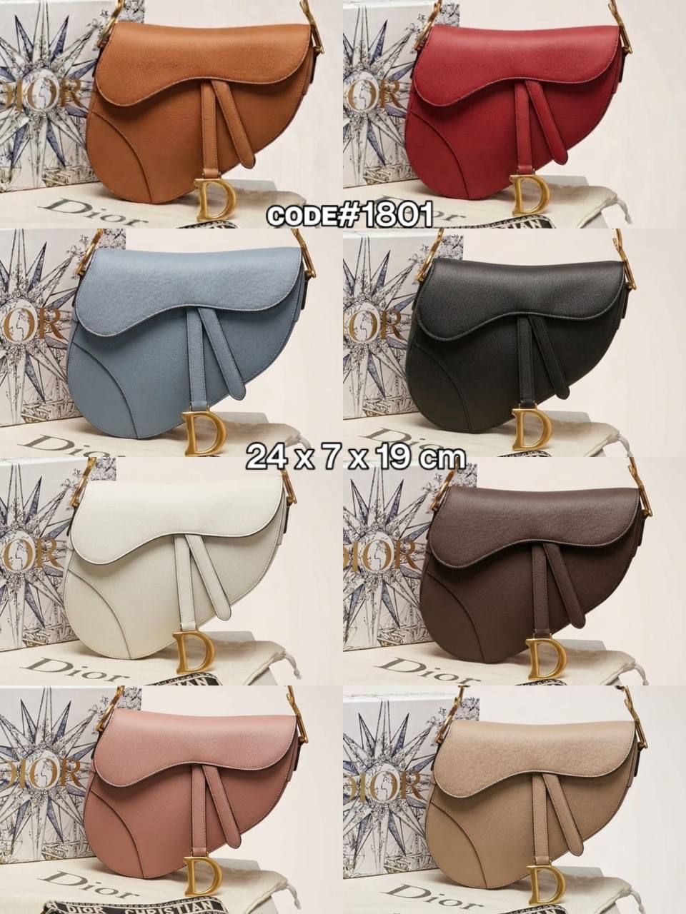 Christian Dior Saddle Crossbody Bag | Plain Leather | 24cm | With Box