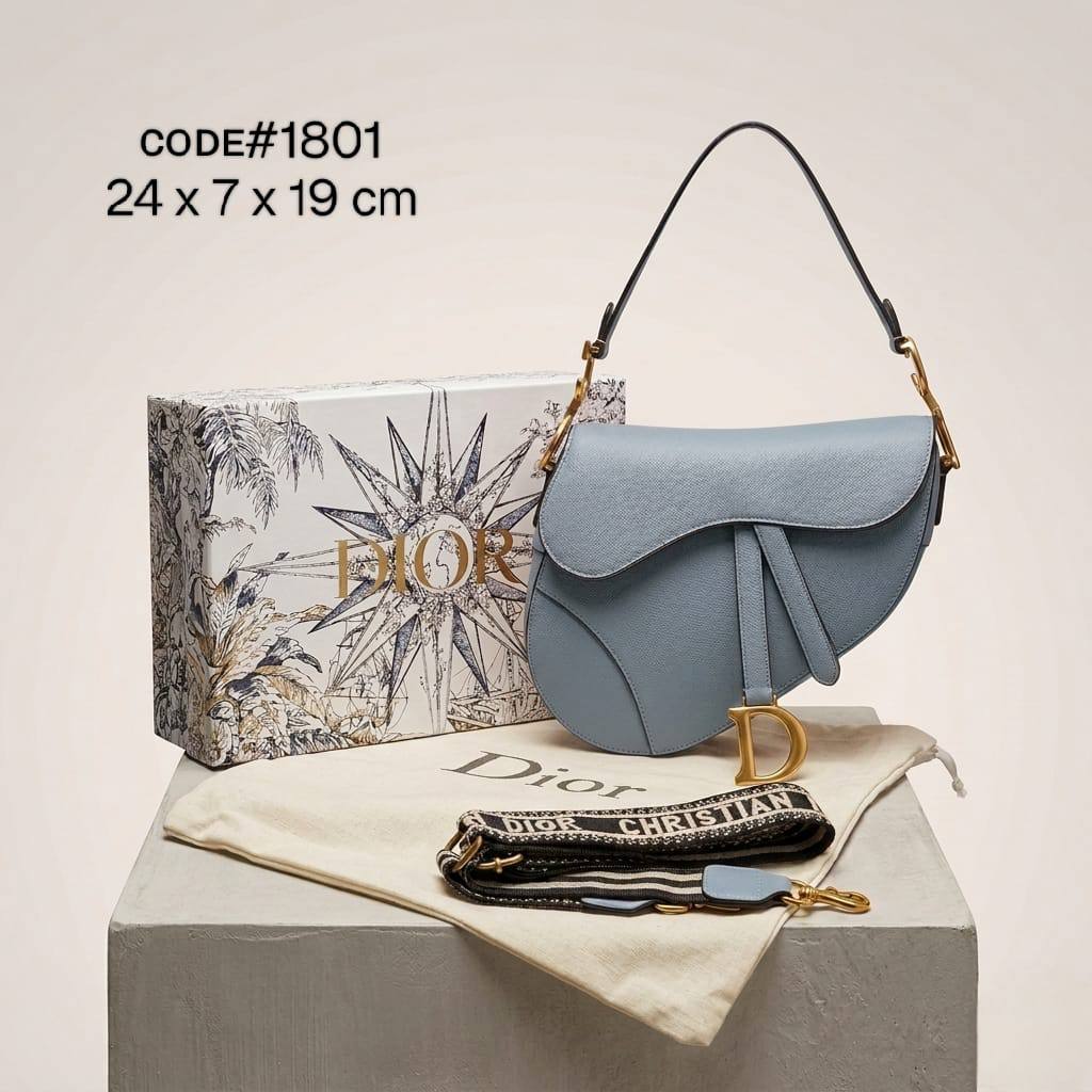 Christian Dior Saddle Crossbody Bag | Plain Leather | 24cm | With Box