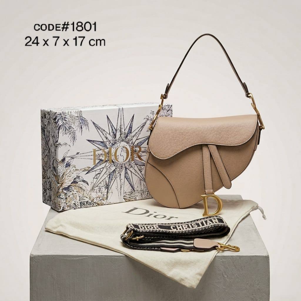 Christian Dior Saddle Crossbody Bag | Plain Leather | 24cm | With Box